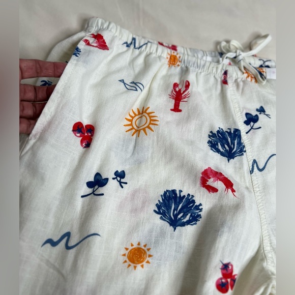 Angel Kiss Linen Beach Pants Tropical Print Summer Multicolor Size XL With Pocke - Picture 9 of 10